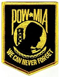 POW MIA Embroidered Patch Iron-On Vietnam War Prisoner of War Military Emblem Black Gold