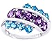 14K White Gold Round Gemstone Cluster Ring-Multi title=
