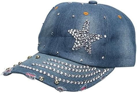 Toyobuy Women Rhinestone Star Baseball Hat Cowboy Cap Random Color
