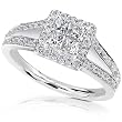 3/4ct TW Princess & Round Brilliant Diamond Engagement Ring in 14k Gold