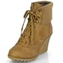 Damen Wedge Schn�rstiefeletten mit gestricktem Kragen MQ1166 Camel Gr. 36