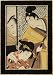 Act II of Chushingura, the Young Samurai Rikiya, with Konami, Honzo Partly Hidden Behind the Door Framed Art Poster Print by Utamaro Kitagawa , 18x26