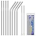 Stainless Steel Drinking Straws Set of 8 with 2 Cleaning Brushes, DLAND 10.5 inch Drinking Straw (4 Straight and 4 Bend) for 30 oz Tumbler and 20 0z Tumbler, Fit for Yeti Rtic