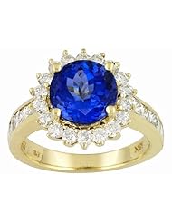 18K Yellow Gold Tanzanite and Diamond Ring -- LIFETIME WARRANTY