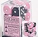 Chessex Dice d6 Sets: Gemini Black & Pink with White - 16mm Six Sided Die (12) Block of Dice