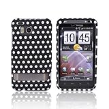 WHITE POLKA DOT BLACK Hard Plastic Case For HTC Thunderbolt