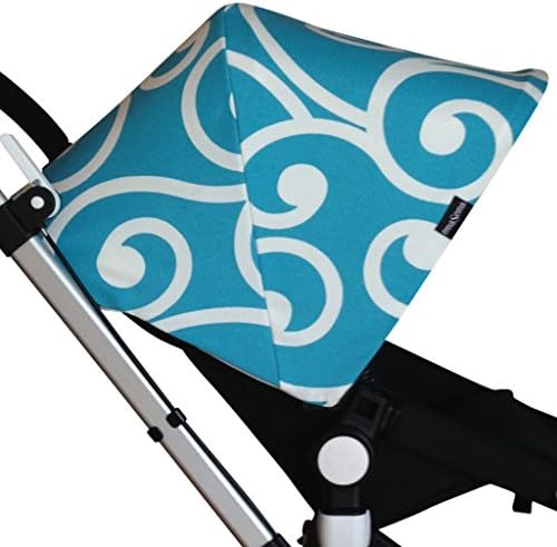 emaSema "Aqua Swirls" Replacement Hood for Bugaboo Stroller, Extendable Cameleon/ Cameleon3