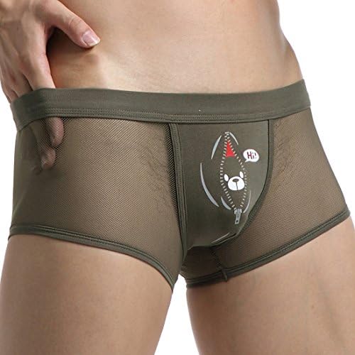 Sexy Men's Breathable See-through Boxer Briefs Underwear Swimming Trunks