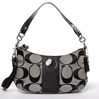 Coach Signature Stripe Demi Crossbody Handbag Bag Purse 19218 Black White