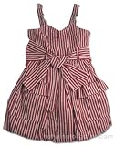 Pampolina Striped Red-White Balloon Dress