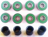 Brand New 8 pcs of Abec 7 Skateboard Bearings Set Color Green + 4pcs Spacers