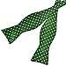 PenSee Mens Self Bow Tie Green and White Polka Dot Silk Bow Ties