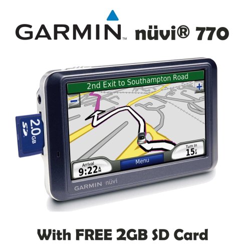 Garmin nuevi 770 4.3-Inch Widescreen Bluetooth Portable GPS Navigator, Include Maps of North America and Europe With Free 2GB SD Card