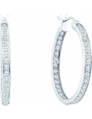 1.0ctw Diamond Fashion Hoop Earrings 14K White Gold w/ 68 Diamonds