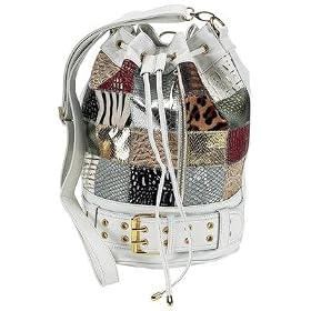 Gigi ChantalTM Multi Colored Bucket Bag with White Background