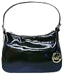 MICHAEL KORS SMALL TOP ZIP SHOULDER BLACK PATENT LEATHER HANDBAG