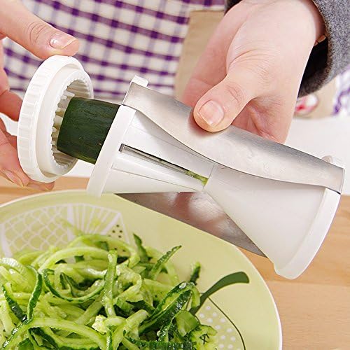 Kitchen Vegetable Spiral Slicer Spiralizer Fruit Shred Device Cutter Carrot Piece Grater (White)