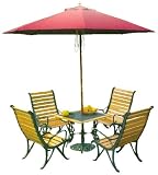 Cast iron table & 4 chairs set 3m parasol and base