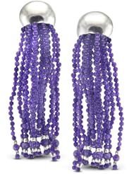 Amethyst Long Multi-Strand Dangling Earrings In Silver