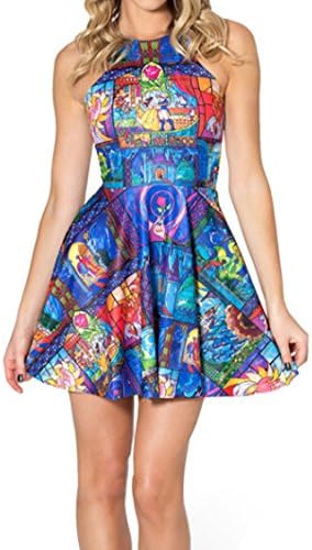 Shelen Fashion Summer Pleated Knee-length Reversible Spandex Skater Sun Dress