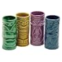 4 Tiki Tumblers Ceramic Hawaiian Luau Party Mugs Glasses