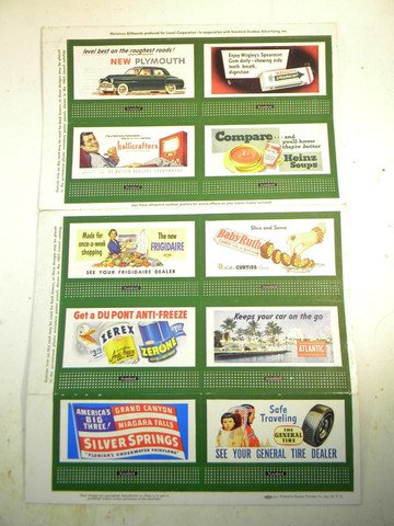 1951 Lionel Billboard Sheet 10 Billboards