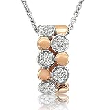 51fc5Kd3IEL. SL160  Sterling Silver Round Disc Diamond Pendant Necklace 0.15 carat
