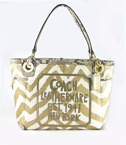 Coach Zebra Print Raffia Straw Charm Tote