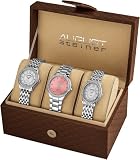 August Steiner Womens AS8063SS Dazzling Diamond Swiss Quartz 3 Watch Set