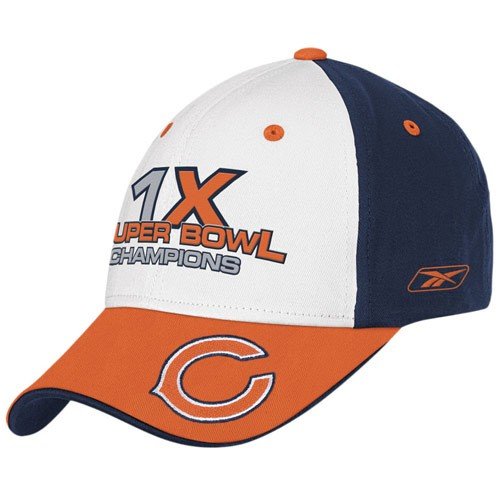 Buy Reebok Chicago Bears White 1-Time Superbowl Champions Adjustable Hat by Reebok