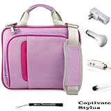 Pink Magenta Smart Travel Carrying Case with Optional Adjustable Shoulder Strap // Airport Check-Point-Friendly // For The New Apple iPad 3 ( 3rd Generation 16GB 32GB 64GB Compatible with All Versions) + Includes a WHITE Travel USB Car Charger Kit + Includes a WHITE Travel USB Home Charger + Includes a Professor Pen 3 in 1 Red Laser Pointer / LED White Light / Stylus / White Pen + Includes an eBig