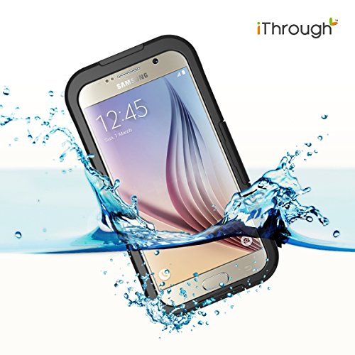 Galaxy S6 Waterproof Case, iThroughTM Waterproof Case, Dust Proof, Snow Proof, Shock Proof Case with Silicone Membrane Screen Protector, Protective Carrying Cover Case for Galaxy S6, Galaxy S6 Edge (Black)