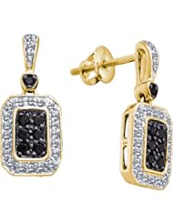 14K Yellow Gold 0.50CT Black Diamond Fashion Screw Back Earrings