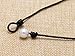 Handmade 9-10mm Freshwater Cultured Pearl Turquoise Choker Necklace on Black Genuine Leather Cord 16