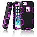 iPhone 5S Case, EC™ 3in1 Shock Absorbing Case, Rubber Combo Hybrid Impact Silicone Armor Hard Case Cover for Apple iPhone 5S (C-Purple/Black)