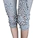 LOCOMO Women Lace Crochet Floral Casual Pant Capri Cropped Full Legging