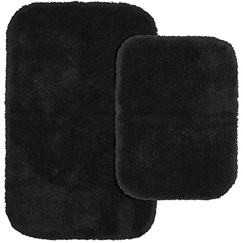 Garland Rug 2-Piece Finest Luxury Ultra Plush Washable Nylon Bathroom Rug Set, Black