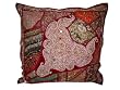 Ethnic Indian Vintage Sari Burgundy Beaded Floor Pillows Cover 24"