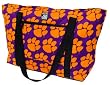 Clemson University Logo Tigers Deluxe Tote Bag with COTTON FABRIC Surface and WATERPROOF LINING