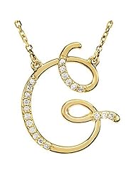 14K Yellow Gold Diamond Initial Necklace "G" -- LIFETIME WARRANTY