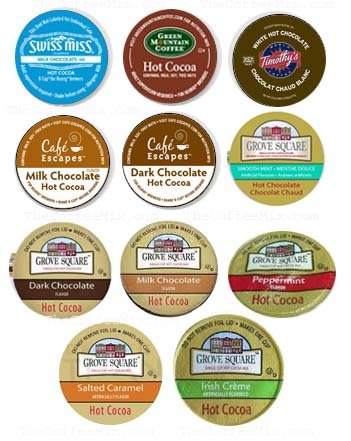 11 K-cup HOT Chocolate/ Cocoa Super Chocolatey Winter sampler! Guaranteed 11 Different Hot Cocoas! Milk, Dark, Peppermint, White, NEW Irish Creme, Smooth Mint and Salted Caramel Cocoas!