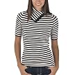 Juniors' Mossimo Supply Co. Elbow Sleeve Striped Turtleneck Sweater - Black/White