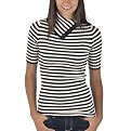 Juniors' Mossimo Supply Co. Elbow Sleeve Striped Turtleneck Sweater - Black/White