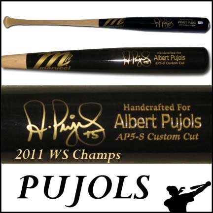 Albert Pujols Signed Game Issued Marucci Bat Hand Inscribed ''2011 WS Champs''