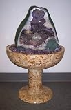Aqua Amethyst Geode Fountain With Light And Crystal Sphere.