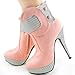 Show Story Striped Button Zipper High Heel Stiletto Platform Ankle Boots,FZ97304