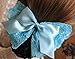 Korean Style Elegent Lace Bow Bowknot Mesh Elastic Snood Net Hairnets Barrette Hair Clip Accessories Decor Bun Cover Blue , Two ways to wear