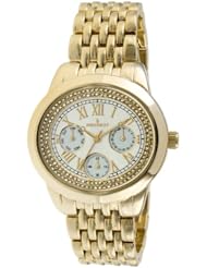 Peugeot 7089G Womens Crystal Accent Gold-tone Multifunction Watch