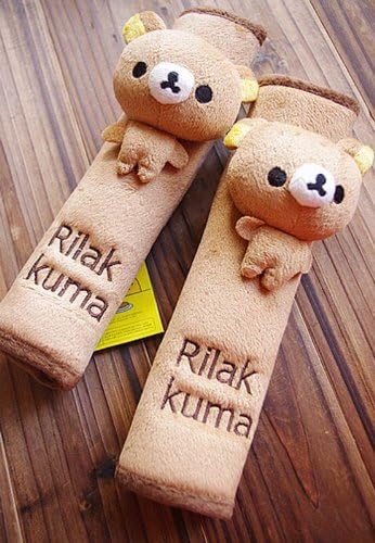 Rilakkuma Bear Plush Seat Belt Cover Toy Car Accessory(2 Pcs) by Ddoai