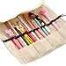 Eforstore 4 Pcs Pastorable Canvas Pen Bag Pencil Case Cosmetic Makeup Bag Pouch (4Pcs Roll Up Retro)